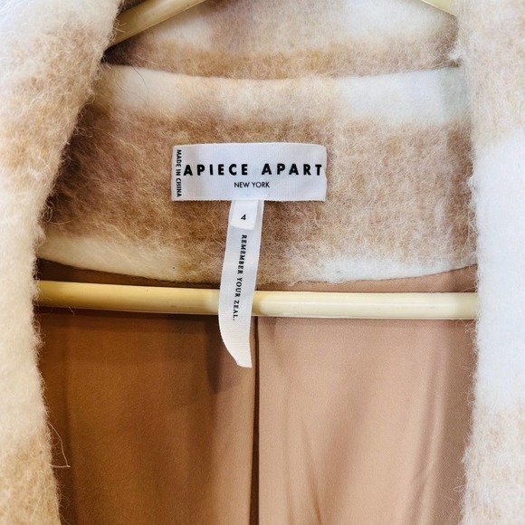 Apiece Apart Womens Camel Plaid Wool Blend coat - Picture 13 of 14